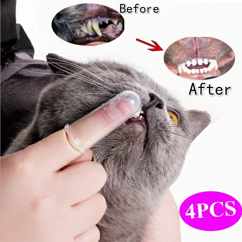 Super Soft Pet Finger Toothbrush Dog Brush Bad Breath Tartar Teeth Tool Cat Toothbrush Dog Supplies Pet Accessories