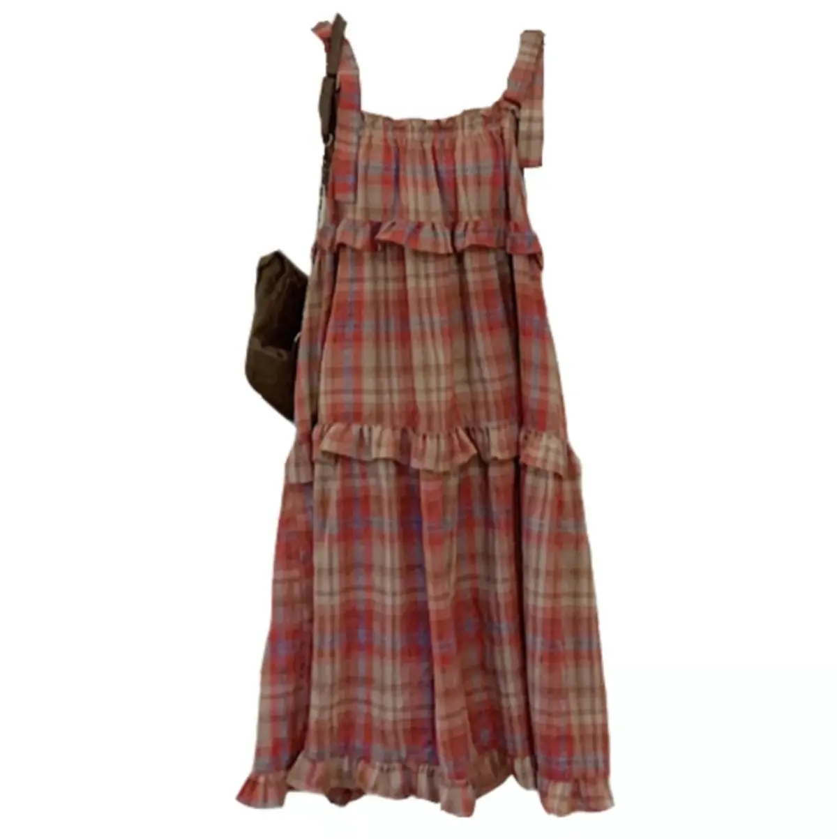 

Женская клетчатая юбка очень большого размера на бретельках Dr, пляжная путешествия, ретро, уличная летняя тонкая юбка-тортик, свободная посадка, повседневная юбка Dr