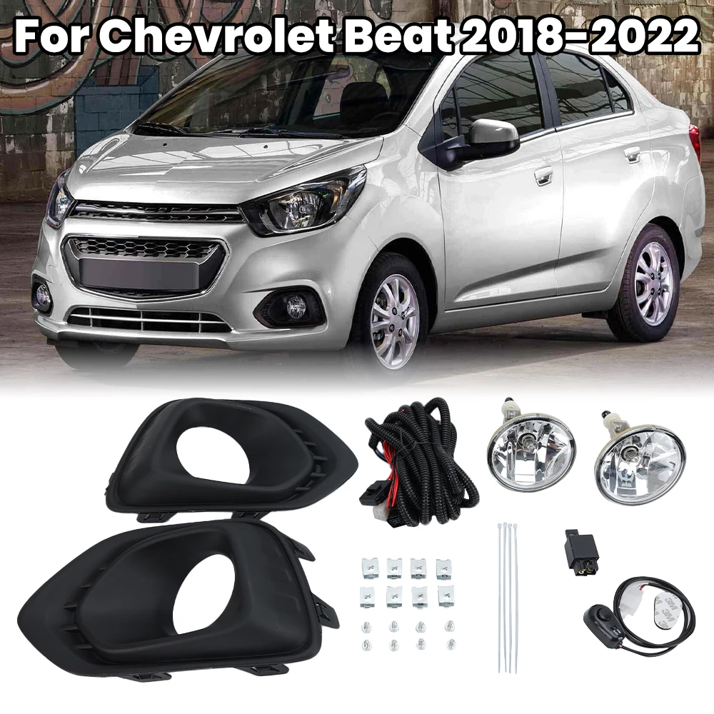

Front Bumper Fog Lamp Upgrade Kit For Chevrolet BEAT 2017 2018 2019 2020 Additional Foglights Set Switch + Wiring lamp bulb