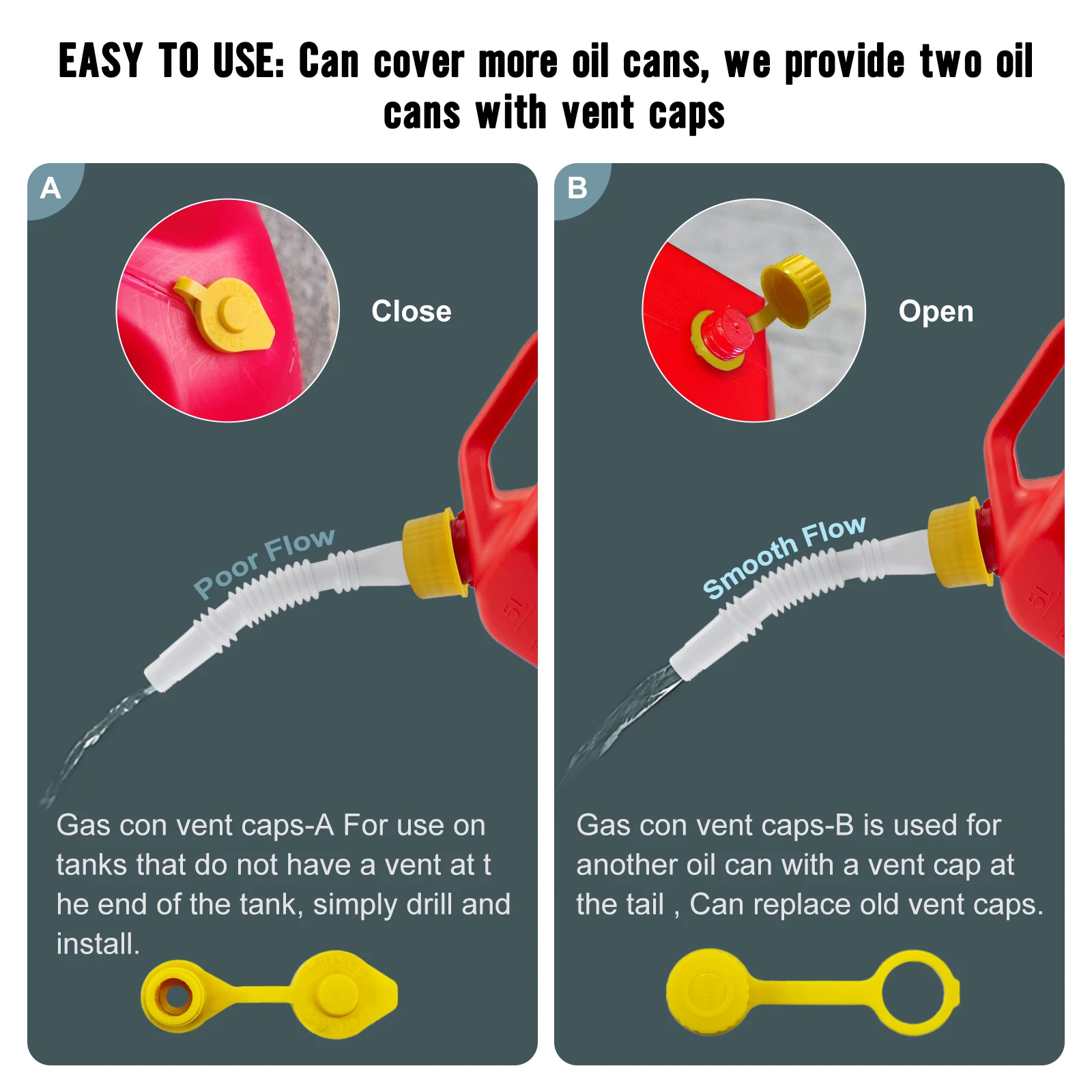 1 Set Car Gas Can Spout Replacement, Flexible Pour Nozzles Gasket Kit with Collar Caps and Stopper, Spout Cover