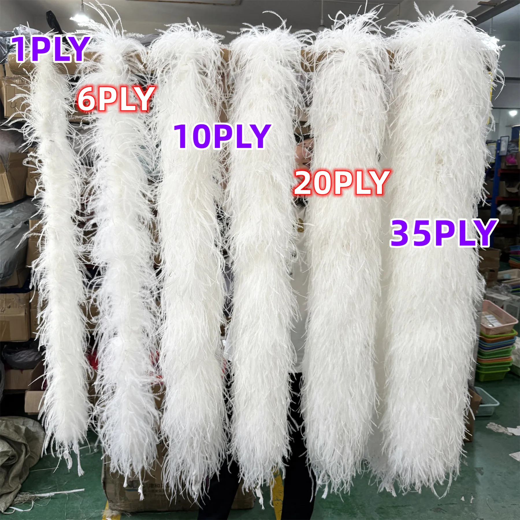 

2Meter/lot Natural Ostrich Feathers Boa 1 6 10 20 35Ply High Quality White Feathers Trim Wedding Carnival Clothing Sewing Plumes