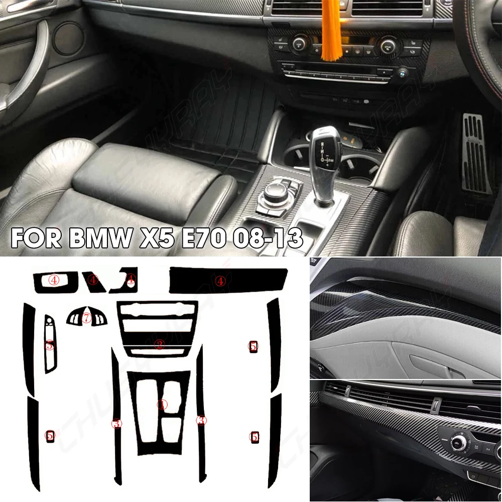 XWQHJW For BMW X5 E70 08-13 interior modified film Super Gloss 3D Carbon Fiber Vinyl Wrap For Car Vinyl Film Vehicle Decal