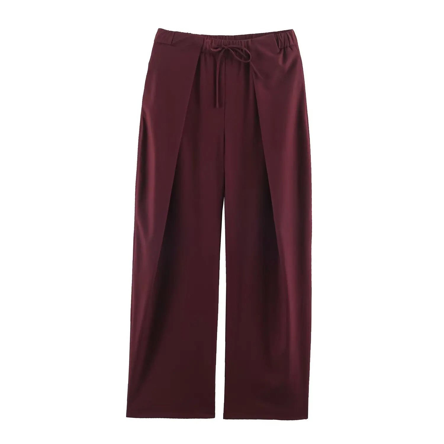 BSAY 2026 Korean Style Women High Waist Wide Leg Pants Front Pleated Drawstring Waist Solid Color Loose Fit Casual Long Trousers