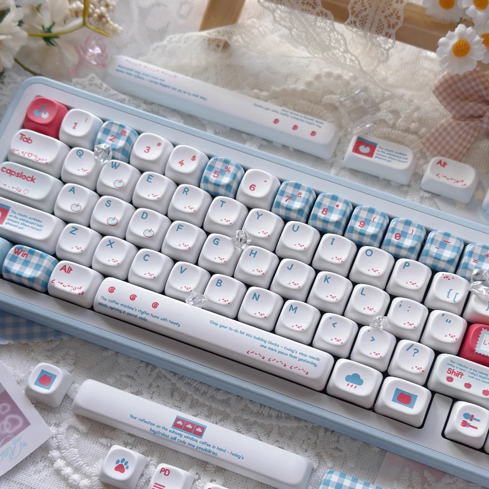 

Guoguo Yan Text Keycap Cherry Moa Alice Layout Isol Shape Enter Key Синий Белый Синий Красный Простой сетчатый колпачок