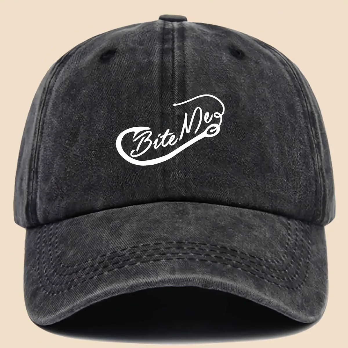 A Stylish Fishing Lure Hook Baseball Cap with Printed Designs, Available in Multiple Colors and Options. Unisex Black Vintage Tr