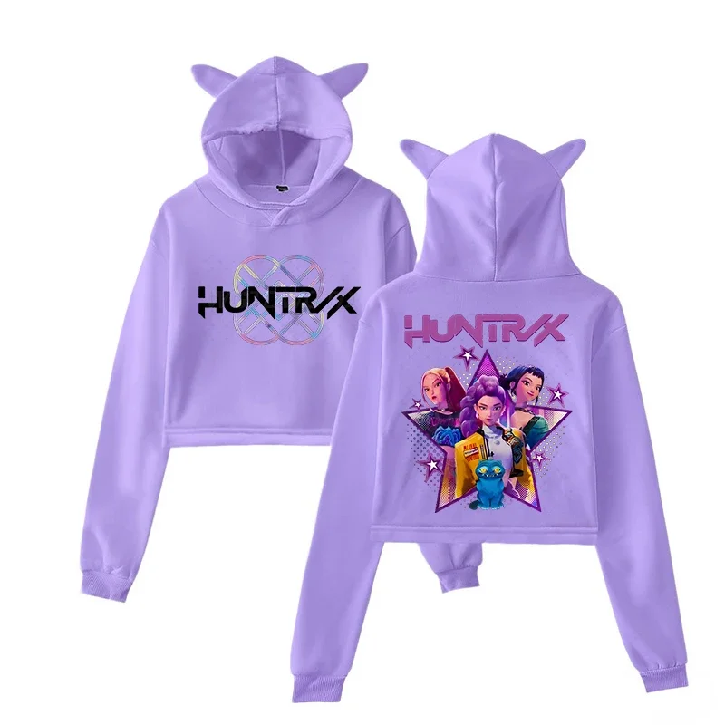 

Kpop Demon Hunters Crop Tops Cat Ears Sweatshirt Long Sleeve Girls Harajuku Streetwear Clothes Hoodies Cropped Xmas Gift