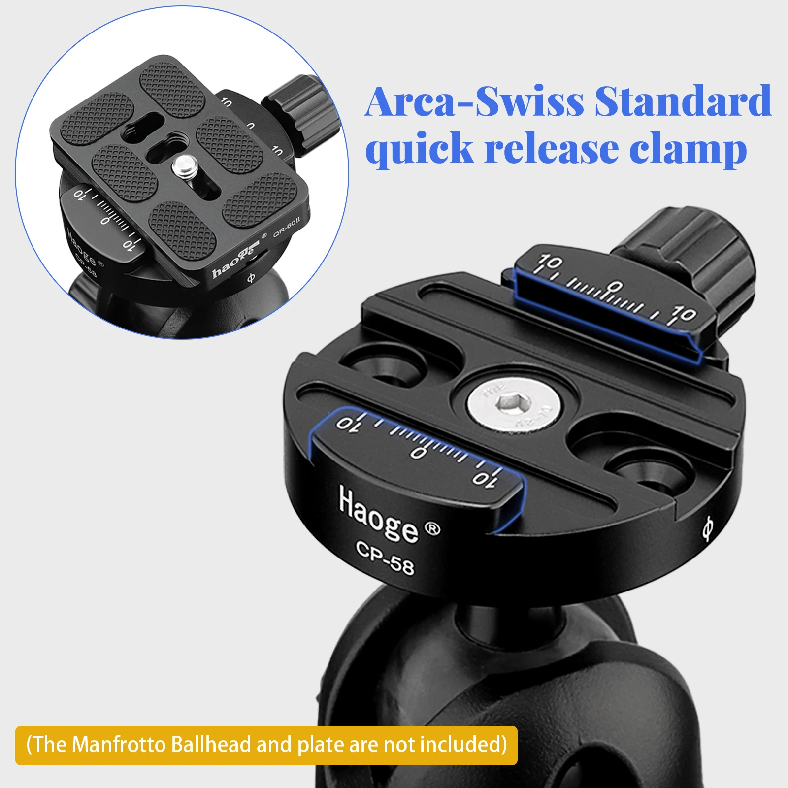 Haoge-محول كومبو Boss مع مشبك سريع التحرير متوافق مع Arca-Swiss ، 58 مللي متر ، بديل لحامل ثلاثي القوائم