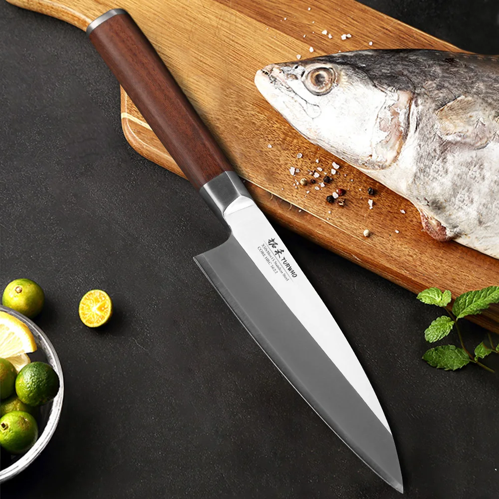 TURWHO 160mm Fish Head Knife X5Cr15MoV High Carbon Stainless Steel Kitchen Knives Japanese Filleting Sashimi Sushi Salmon Knife