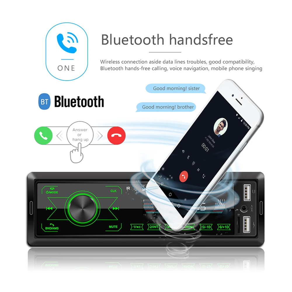 راديو سيارة camcho-ستيريو ، 1 din ، fm ، بلوتوث ، mp3 ، مشغل صوت ، handfree ، رقمي ، usb/sd ، مع مدخل aux