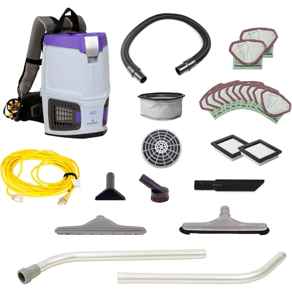 

Commercial Backpack Vacuum with Restaurant Tool Kit, 3 qt, Corded