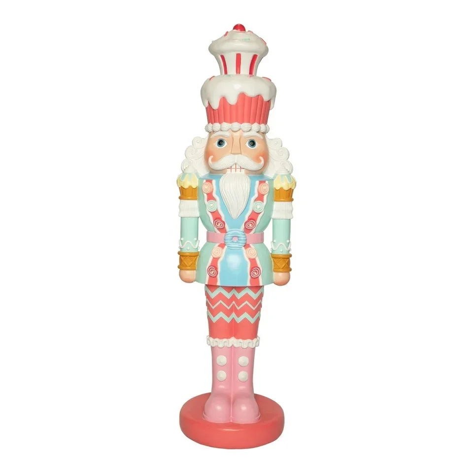 Cute Candy Christmas Fiberglass Nutcracker Sculpture for Home/Outdoor Decoration