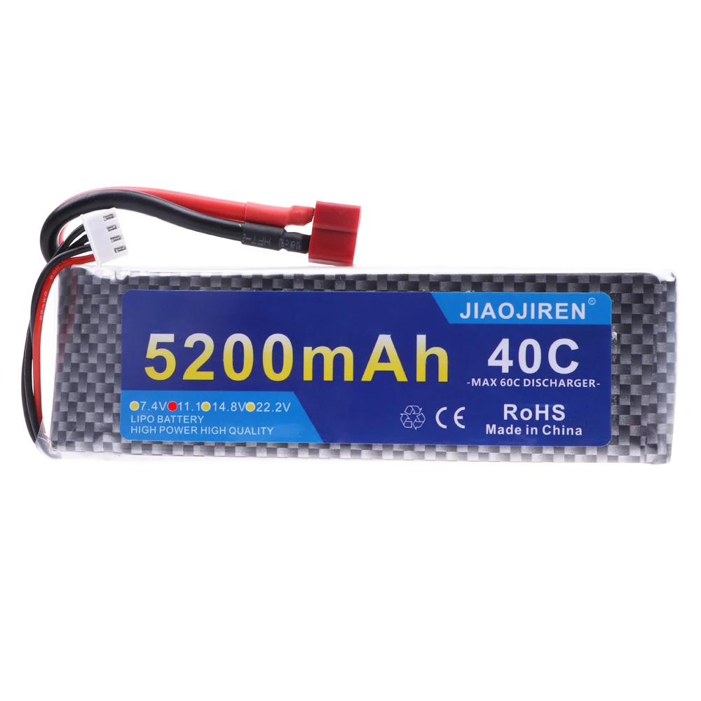 11.1V 5200mah 3S LiPo Battery With T XT60 Plug For RC Helicopter Aircraft Quadcopter Cars Airplane parts 11.1V 40C battery