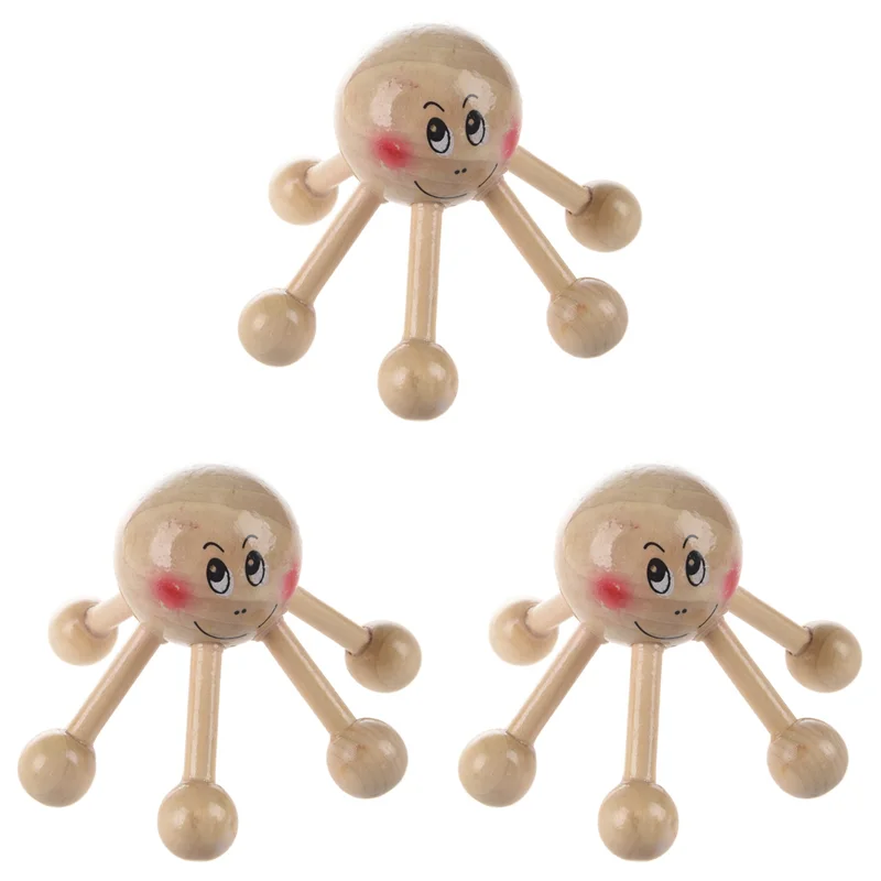 

3X Home Office 6 Points Tension Relief Wood Head Scalp Massage Equipment