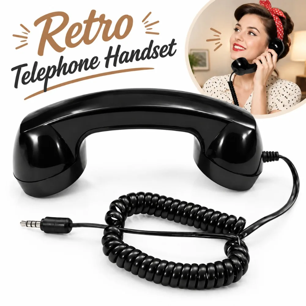 Old ABS Retro Telephone Handset 3.5 Mm Handheld Design Vintage Phone Handset Handheld Cell Phone Microphone Computers
