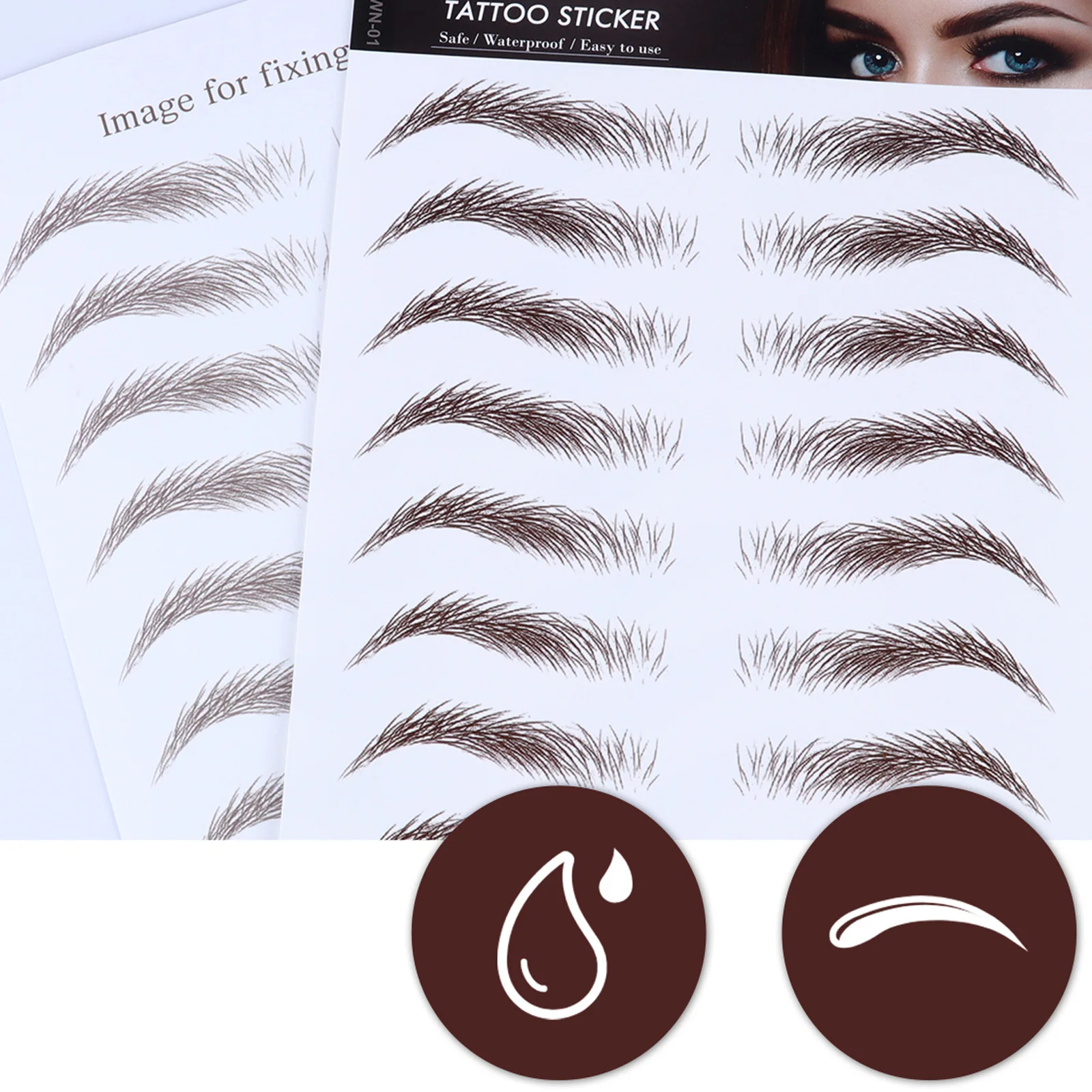 

4Pcs Eyebrow Stickers Waterproof 6D Hair-Like False Eyebrows Transfer Reusable Grooming Stickers Styles