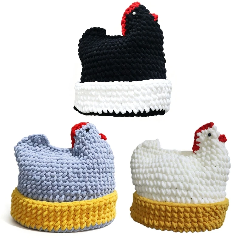 3D Huhn Gestrickte Krempe Für Thanksgiving Party Festival Winter Cosplay Kopfbedeckungen Für Männer Frauen Kinder Kostüm – Detail 1