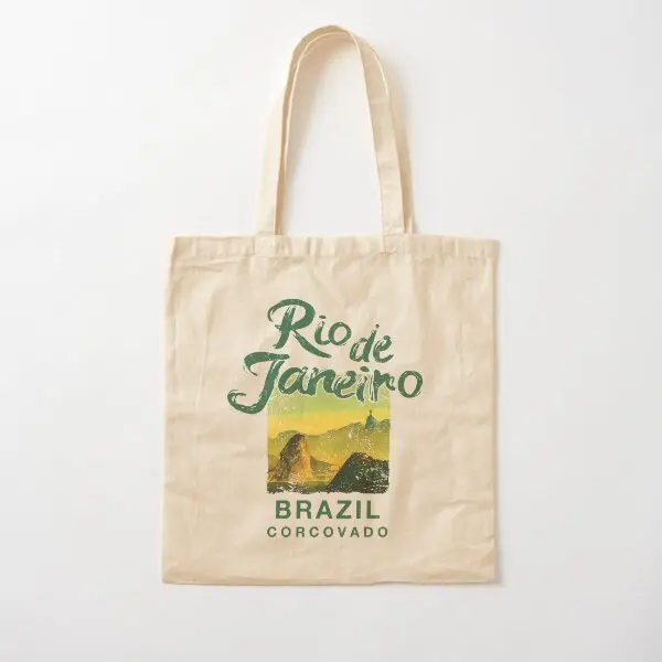 Brazil Rio De Janeiro Brazilian Vintage  Canvas Bag Women Tote Printed Fabric Ladies Foldable Shopper Travel Designer Grocery