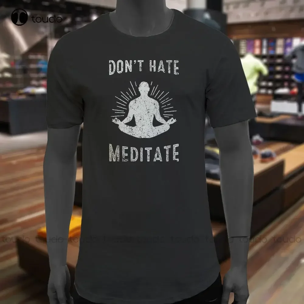 Fashion Men T Shirts Don'T Hate Meditate Zen Yogaer Meditation Humor Mens Black Extended Long T-Shirtfunny T Shirts For Men