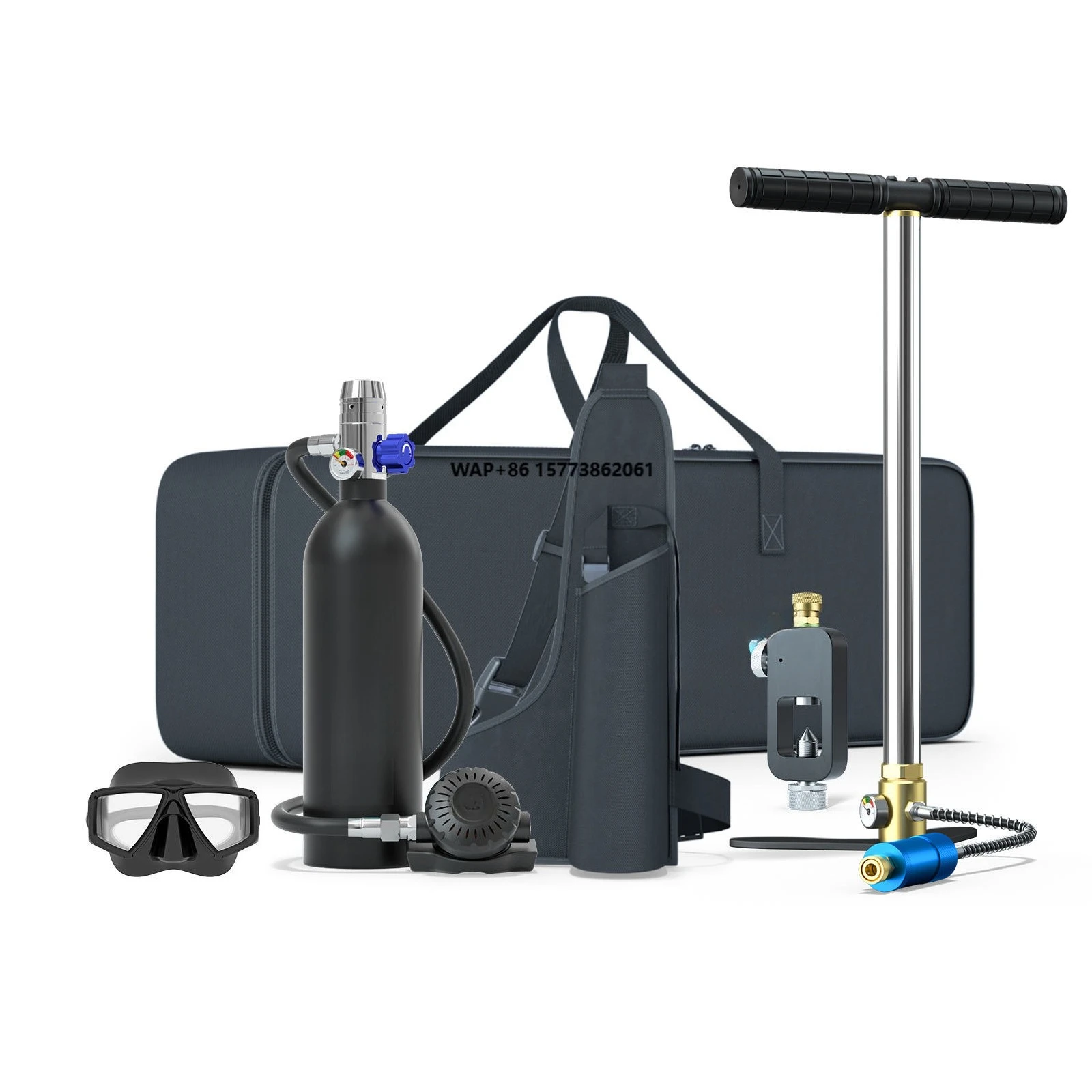 

Комплект для подводного дыхания: мини-баллон с кислородом 1 л, оборудование для дайвинга