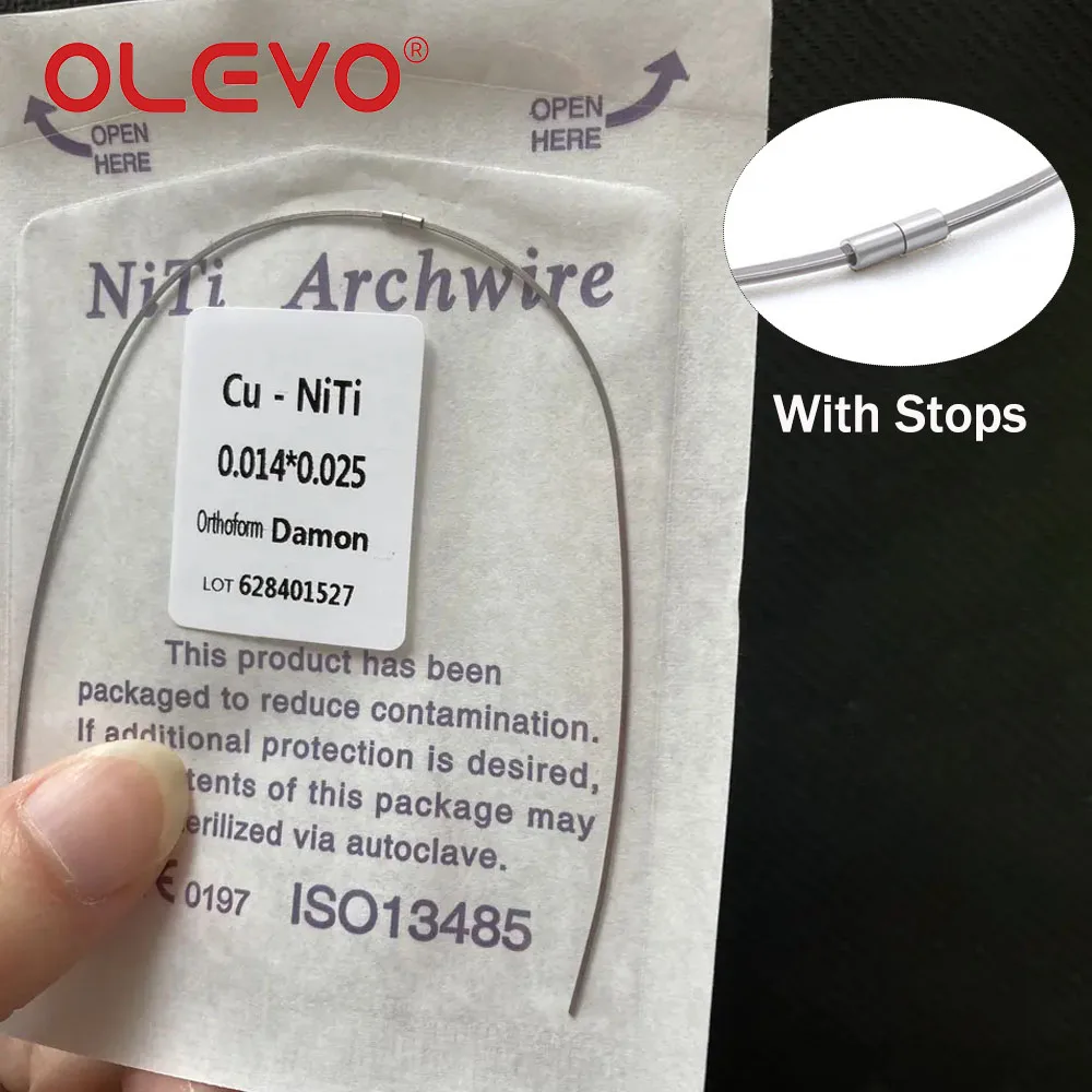 OLEVO 10 Packs Dental Orthodontic Wires Cu NiTi Archwires Copper Nickel Titanium Round Natural Arch Wires With Stops Damon Form