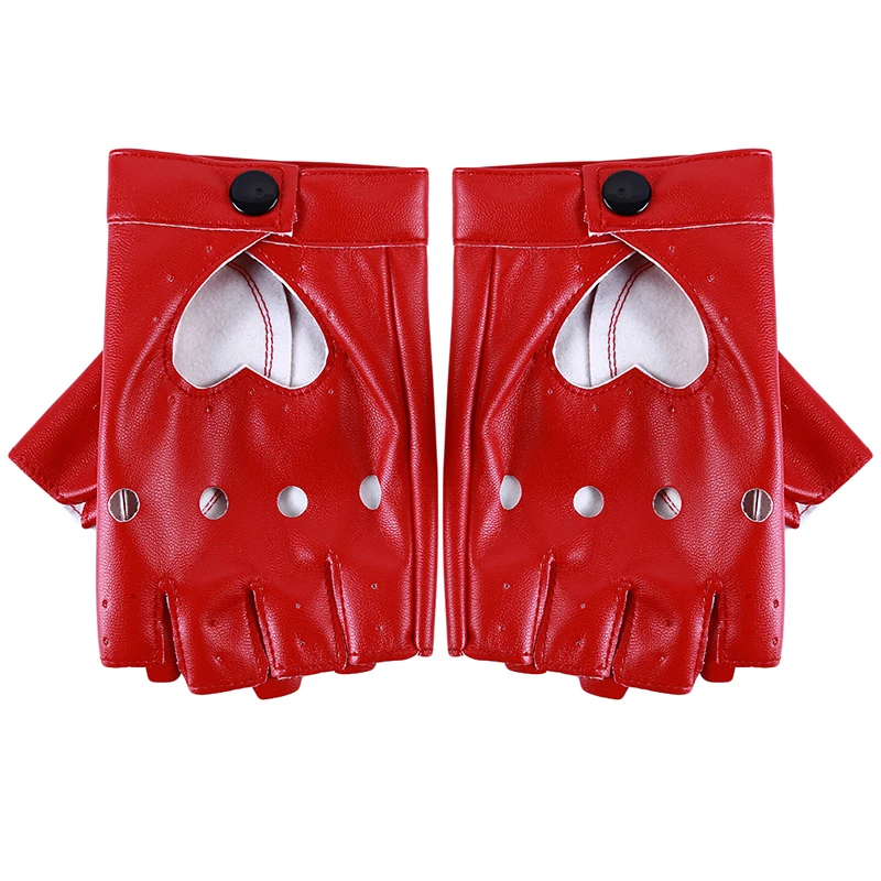 Fashion Half Finger Driving Women Comfortable Gloves PU Leather Fingerless Gloves For Women Black Red White Punk Glove