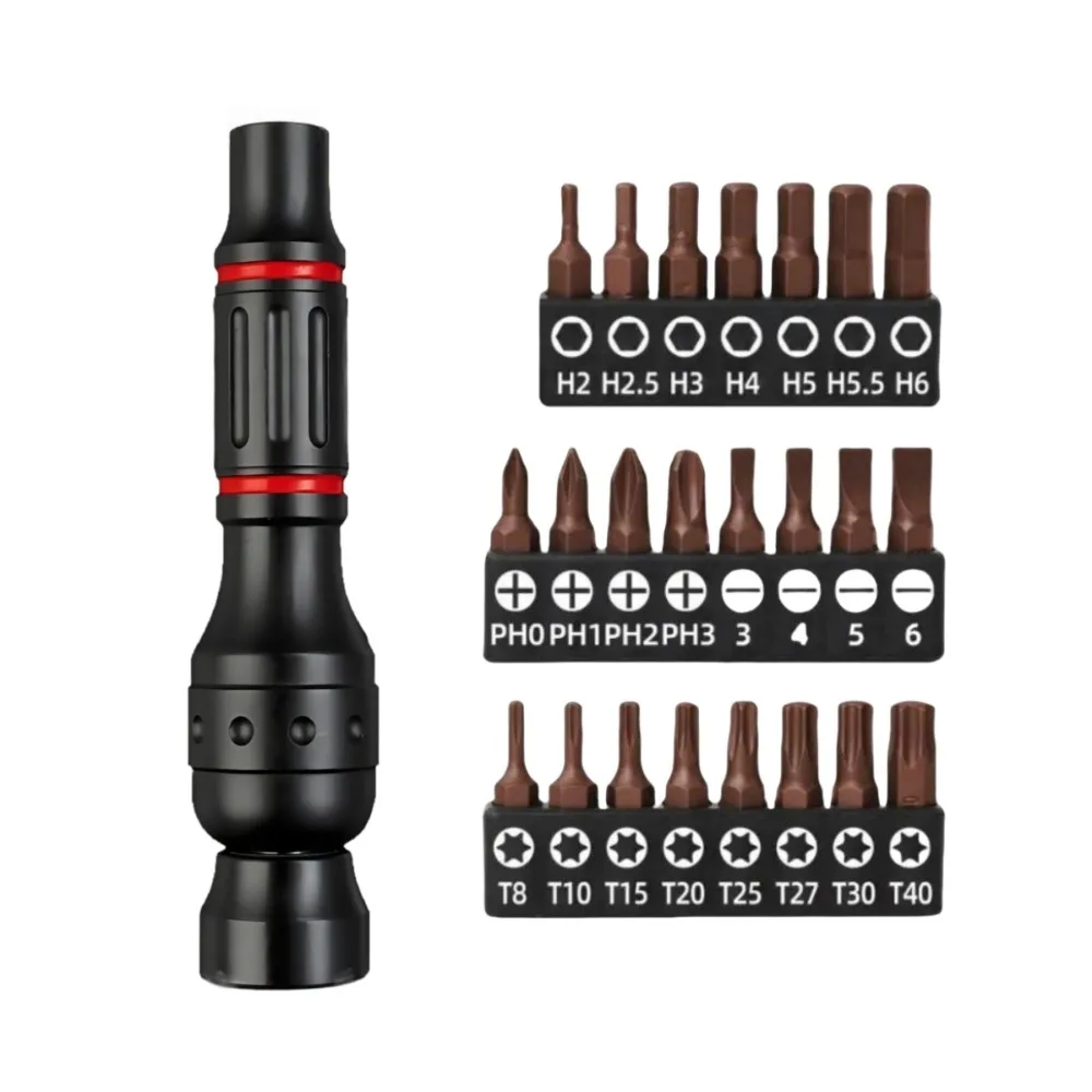 1-24PCS Präzision Aluminium Legierung Griff für Schaft 1/4 "Bits Komfortable Mini Schraubendreher 6,35mm Halter reparatur Werkzeuge Set S2 Bits – Detail 13