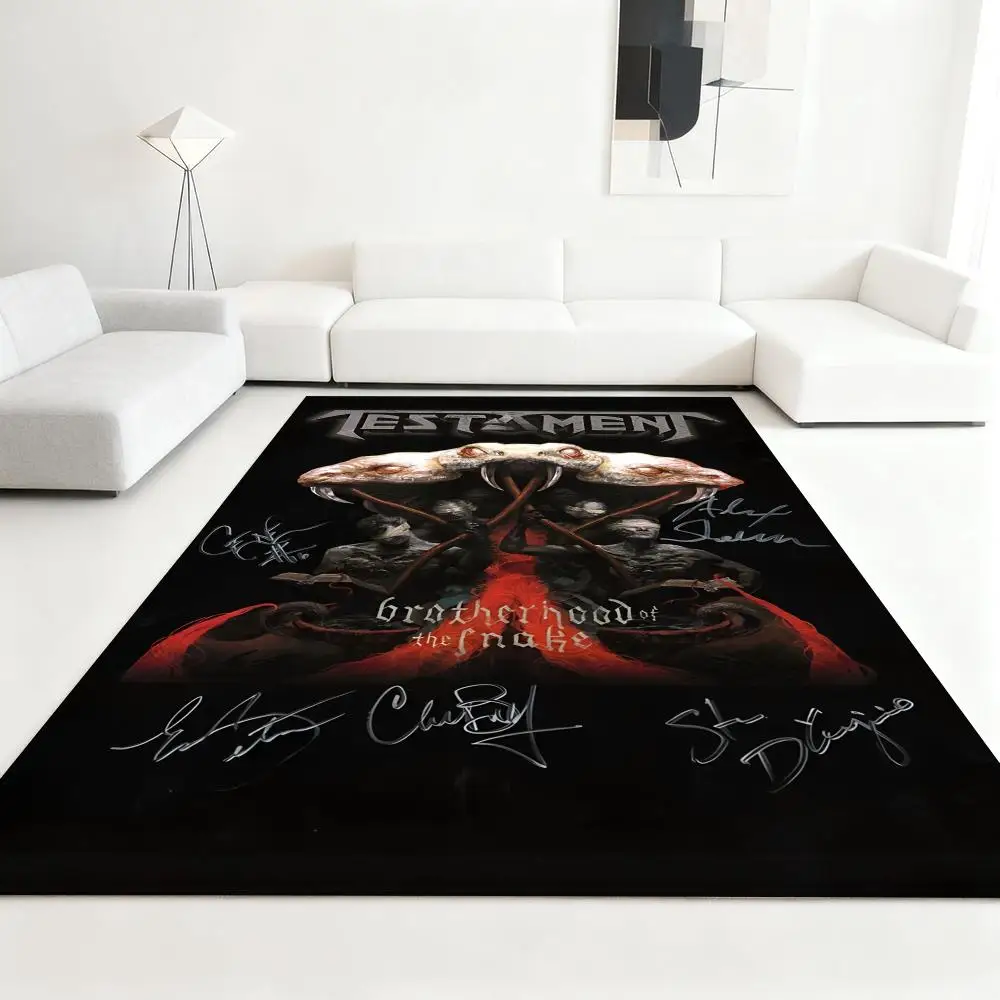 

T-Testament Heavy Rock Band Floor Mat Soft Thickened Absorbent Non-Slip Bedroom Living Room Door Mat Home Decor Flannel Rugs