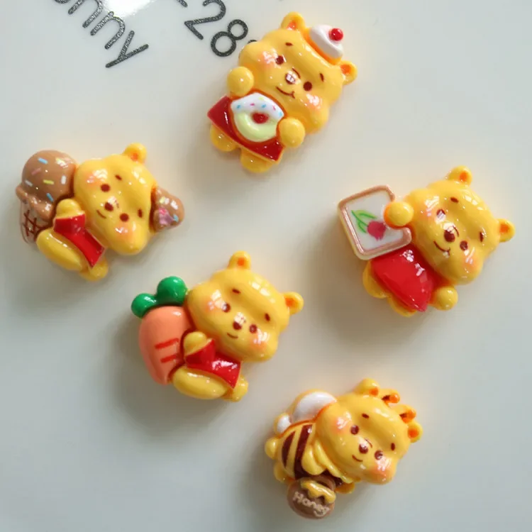 5 Stuks Schattige Winnie Serie Cartoon Hars Flakback Cabochons Diy Ambachten Materialen Sieraden Maken Charmes