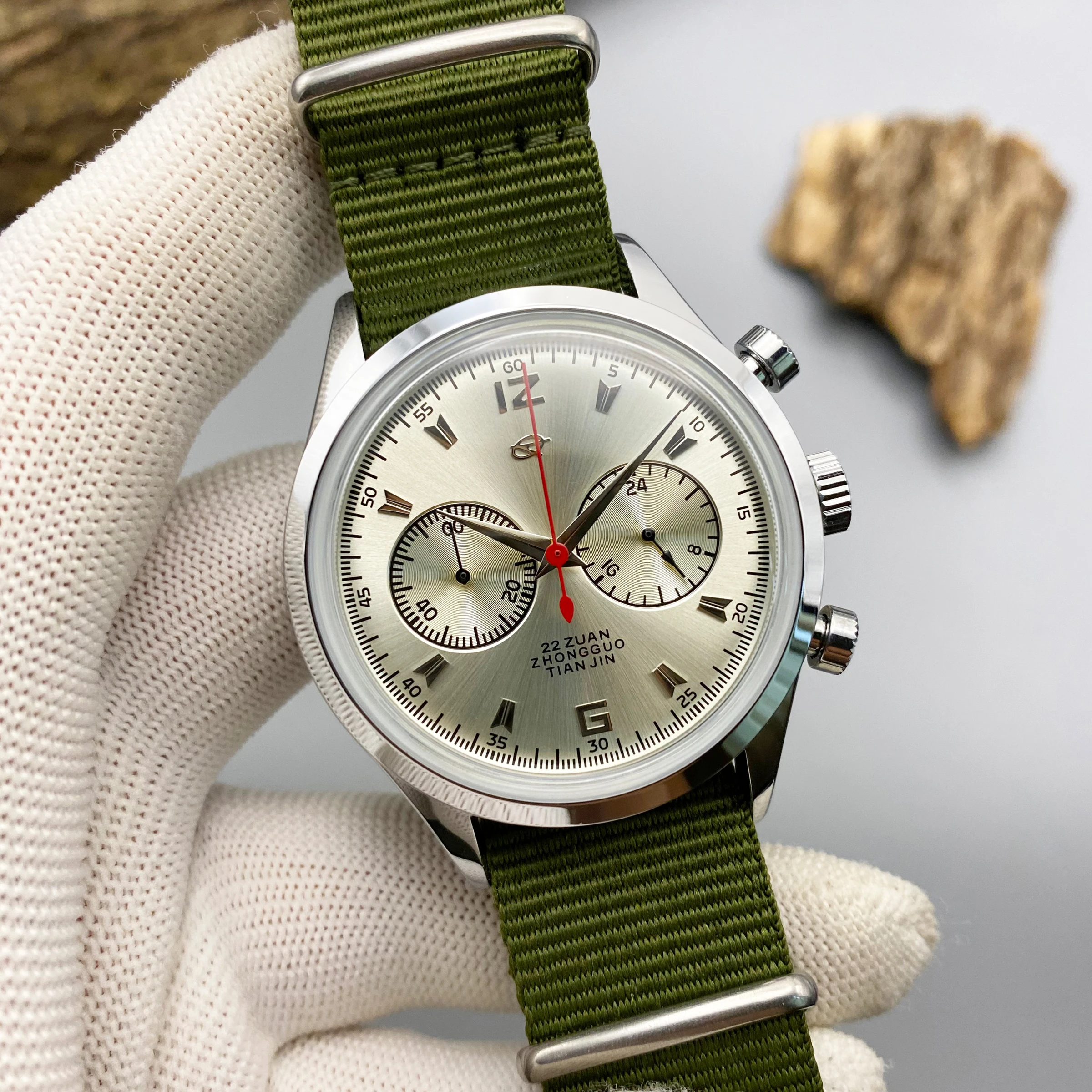 Jam Tangan Pria Bisnis Klasik Tianjin 1963 Pilot Watch 42mm Tahan Air Retro Quartz Chronograph Tribute Watch