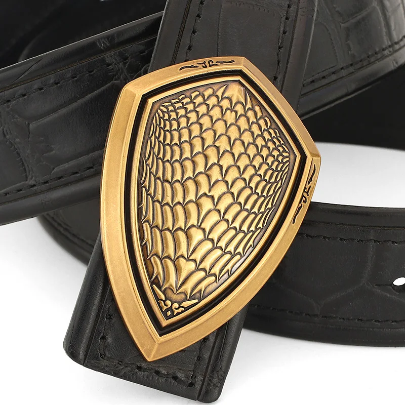 

High grade Top cow genuine leather vintage shield slide buckle belts men luxury brand designers young men casual waist strap