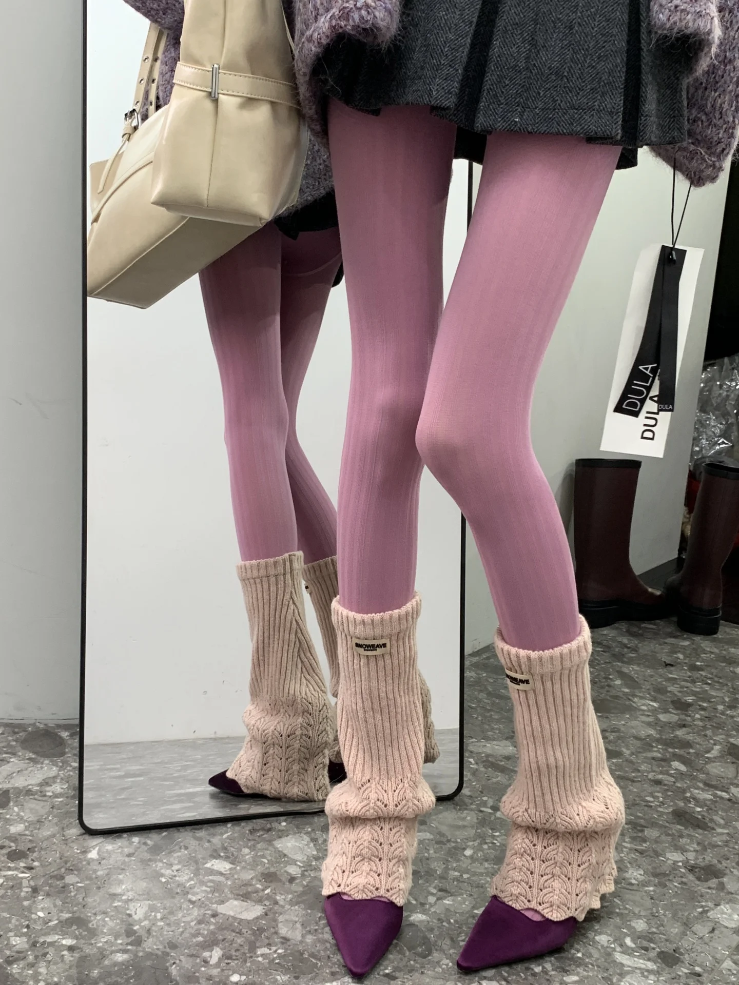 ミニマリスト暖かいニットソックスカバー文字刺繍「魂の命」2025冬ラッキーソックス必須布ラベル