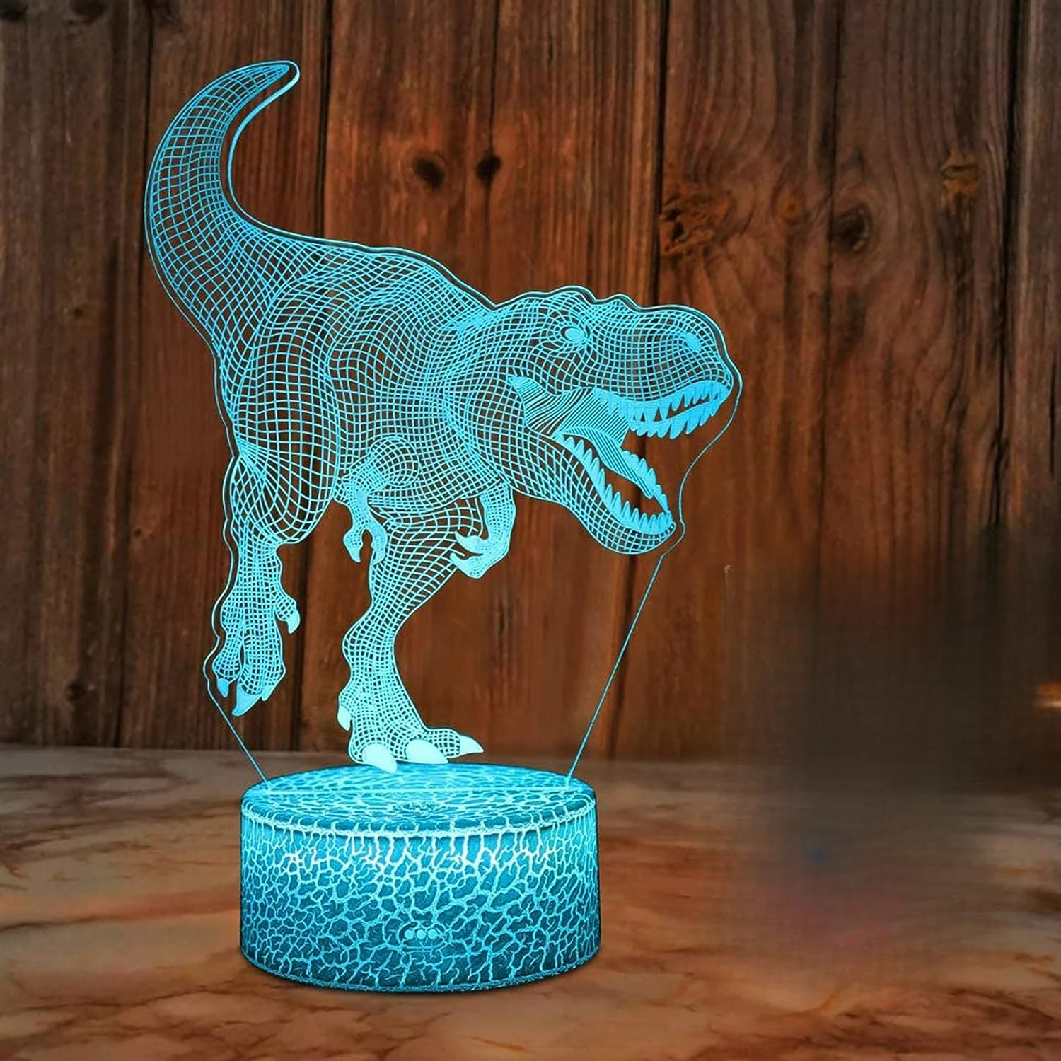 Lampu ilusi 3D dinosaurus Nighdn, lampu dinosaurus 3D untuk anak laki-laki, lampu malam LED sentuh 7 warna, hadiah ulang tahun Natal untuk anak laki-laki dan perempuan