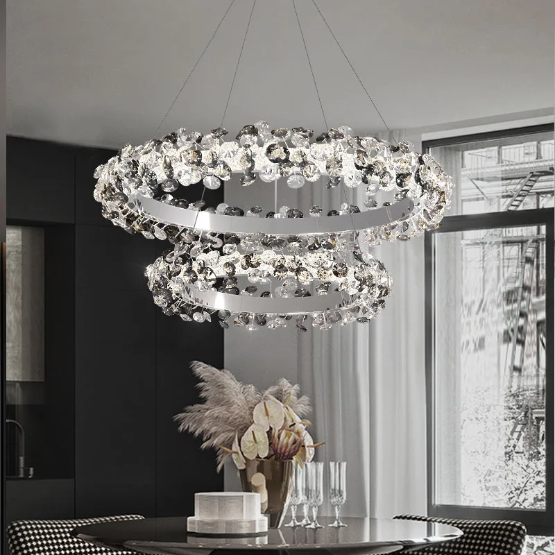 Imagem -04 - Luxo Girassol Anel de Cristal Pingente Lâmpadas Nordic Moderna Sala Estar Quarto Lustre Teto Decoração para Casa Lustre Luz