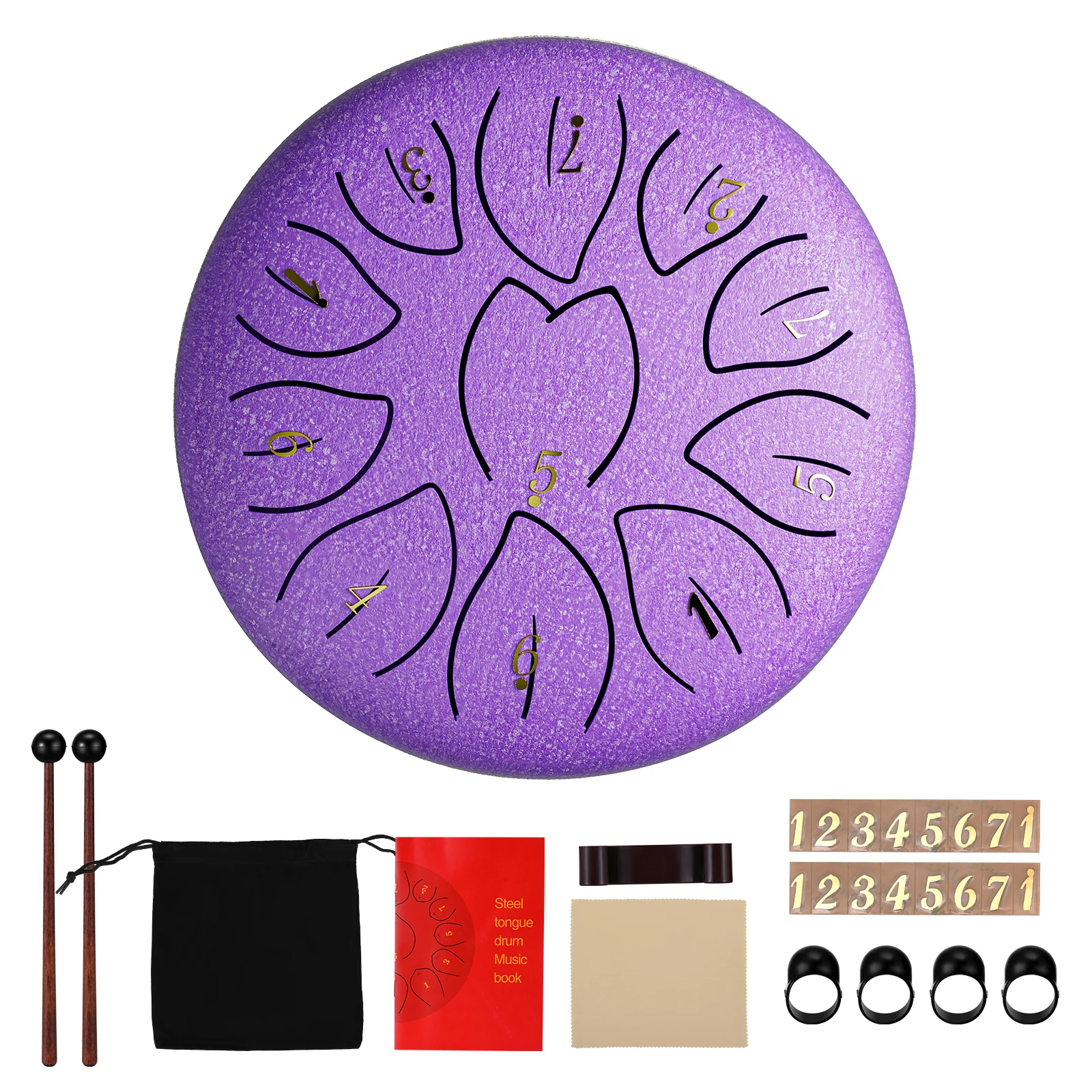 6 Inch 11-Tone Steel Tongue Drum Mini Hand Ethereal Drum Rain Drum Percussion Instrument with Sticks for Outdoor Use
