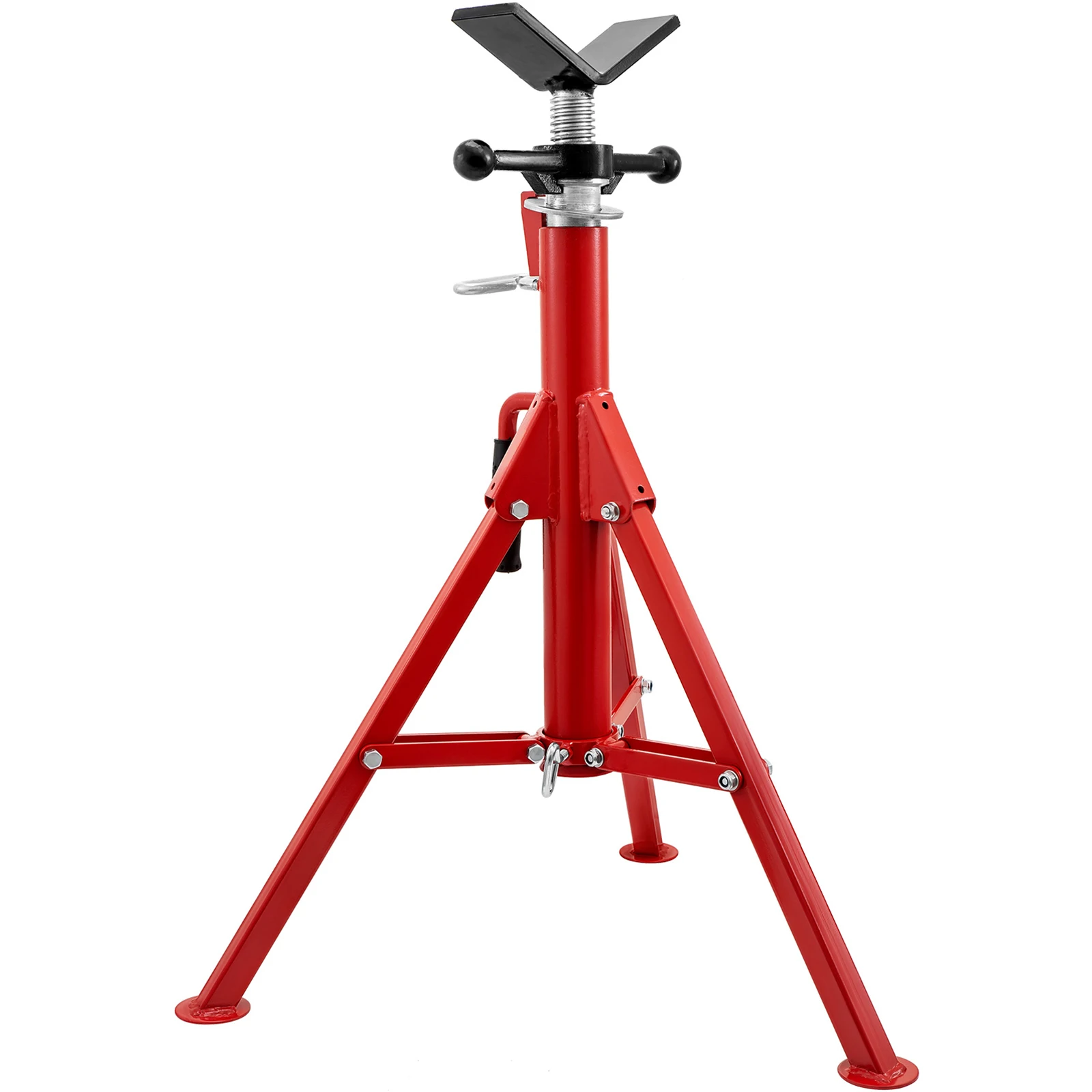 

SucceBuy V Head Pipe Stand 1/8\"-12\" Capacity Adjustable Height Pipe Jack Stands Portable Folding Pipe Stands Carbon Steel Body
