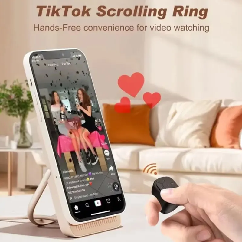 Remote Control for iPhone Android Phone iPad Bluetooth Page Turning Ring Selfie Shutter Wireless TikTok Photo Video Control
