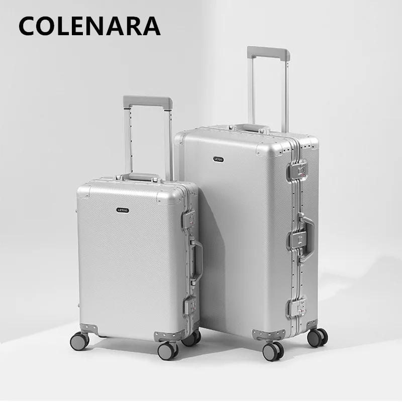 COLENARA 20Inch New Suitcase All Aluminum Magnesium Alloy Boarding Box Students Trolley Case 26