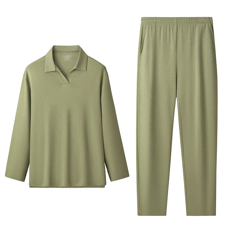 

Men Pajama Sets Winter Luxury Jacquard Loungewear Long Sleeve Nightwear Bamboo Fiber Sleepwear Home Street Men Pijamas