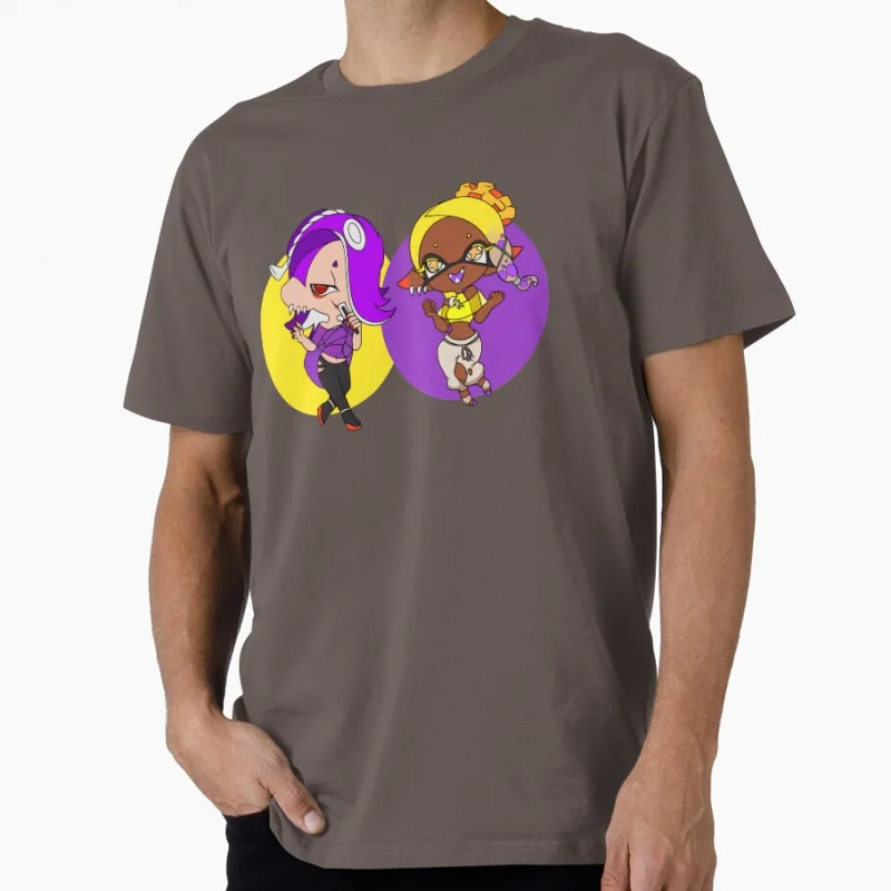 yellow purple 1130 Cute Splatoon Gift T shirt for man Large size Tops Videogame Graphic Print Y2k Clothes Cartoon Tee