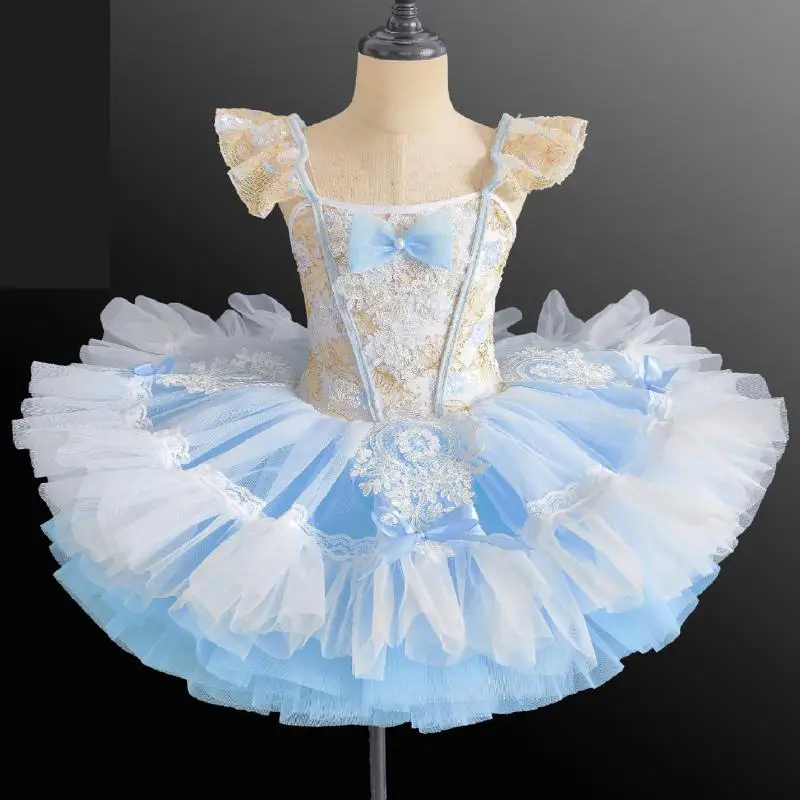 Child Tutu Ballet Dress Girls Ballerina Tulle Costume Sequins Modern Dance Dress Bowknot Gymnastics Leotard Kids Dancewear