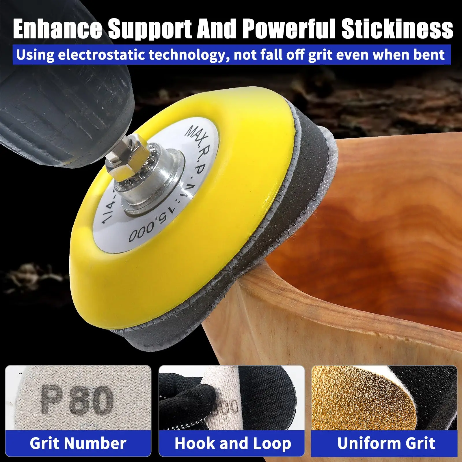 Kit amplas emas Premium, 3 inci Kit pemoles tambahan dengan bantalan dukungan 40-107 Grit untuk pekerjaan kayu otomotif 800 buah