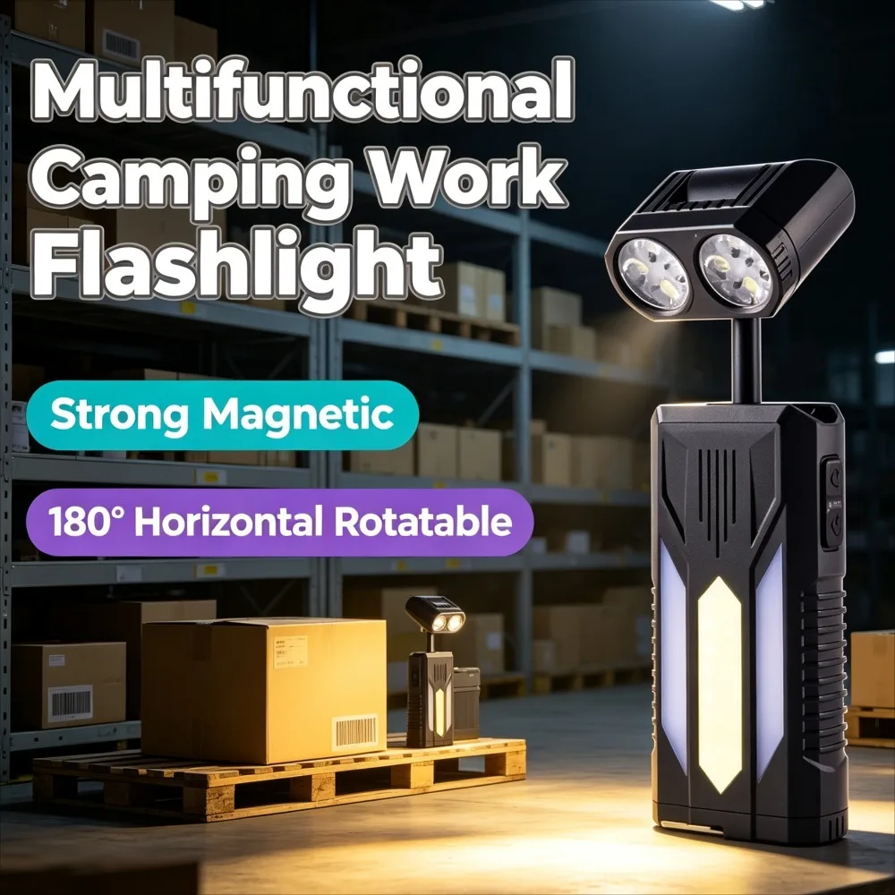 New Rotatable Telescopic Inspection Flashlight Magnetic Hanging 180° Horizontal Rotating Lamp for Outdoor Camping Emergency Work