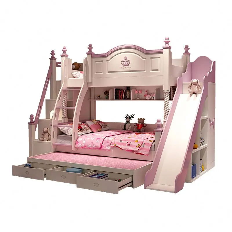 YQ JENMW Solid wood children's bunk bed fashion multifunctional combination princess 