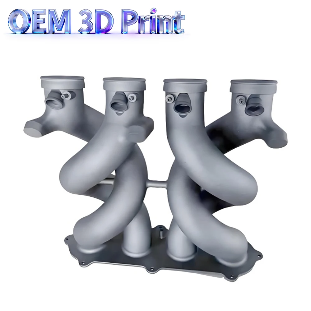 Custom 3D Printed Aluminum Intake Manifold SLM Metal 3D Printing Racing Auto Engine Components OEM Prototype