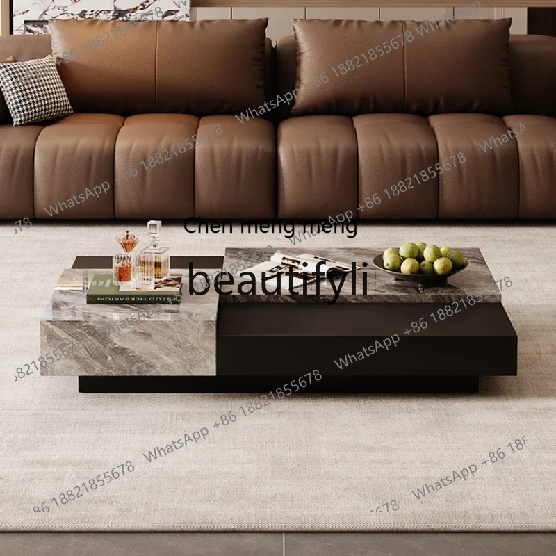 

G Light luxury Italian minimalist rock slab coffee table living room home tea table villa designer coffee table
