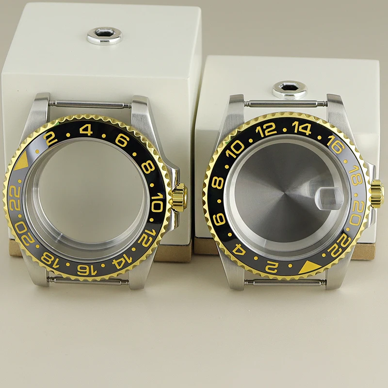 

Silvery And Gold Sterile Watch Case 316L Stainless Steel For Seiko NH34 NH35 NH36 NH38 Miyota 8215 ETA 2824 Movement 28.5mm Dial