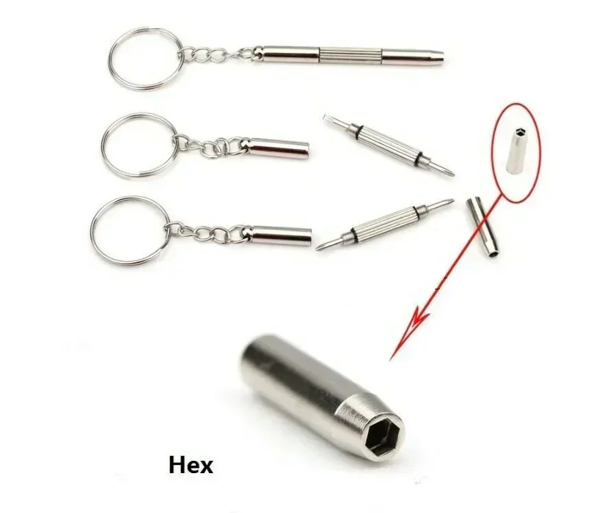 1pc Mini Screwdriver For Screw Diameter 1.7/2.6mm 3in1 Screwdriver Keychain For Glasses Phone Watch Screw Repair Tool Keyring