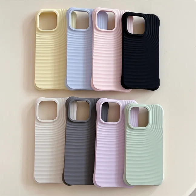 متعدد الألوان الصلبة موجة صغيرة غطاء من السيليكون تغطية كاملة للصدمات آيفون 15-16 برو ماكس 16pro 16 15 برو ماكس 15pro 15 #1