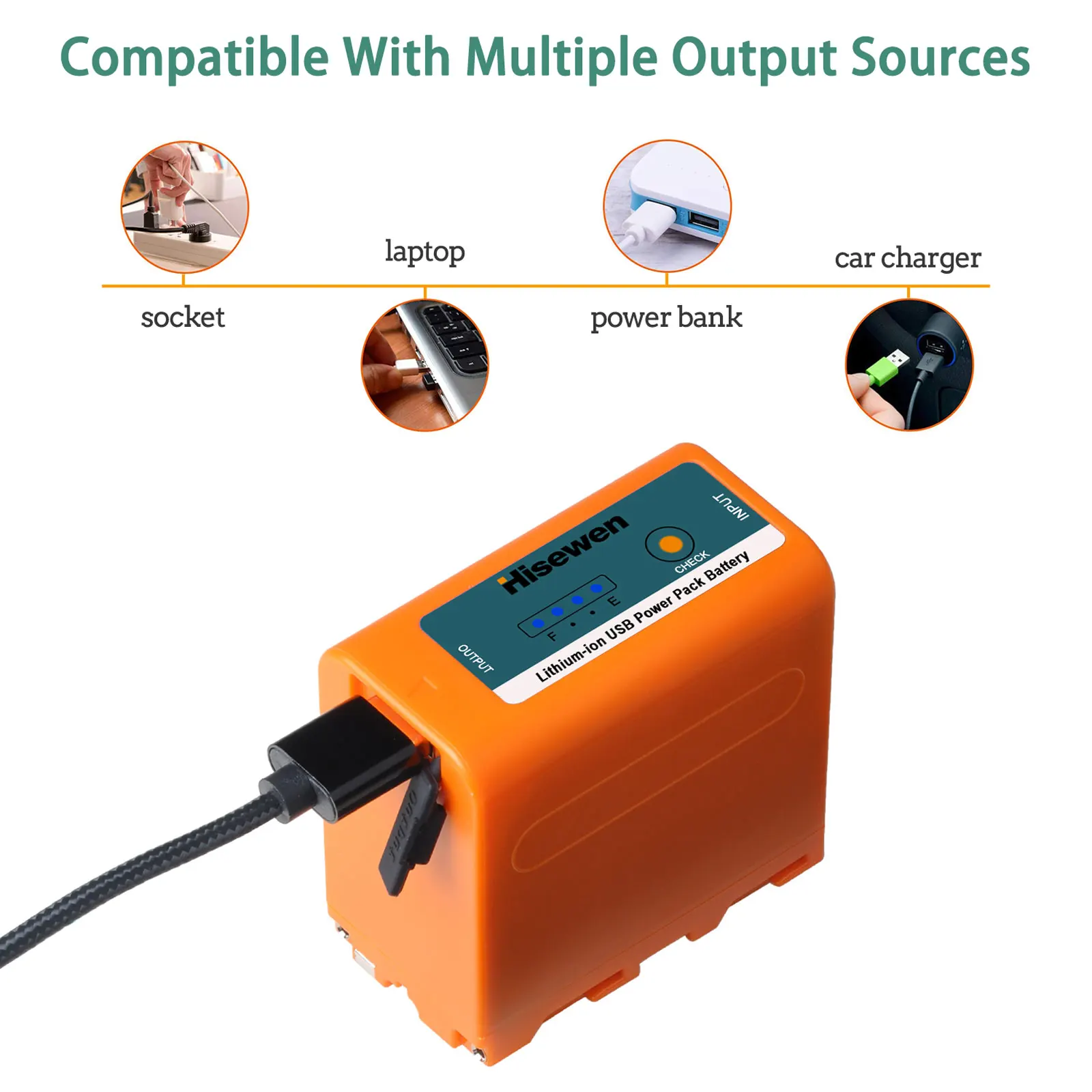 بطارية Hisewen مع مخرج شحن USB ، ضوء فيديو LED ، سوني QM91D ، من من من من من من ؟ #5