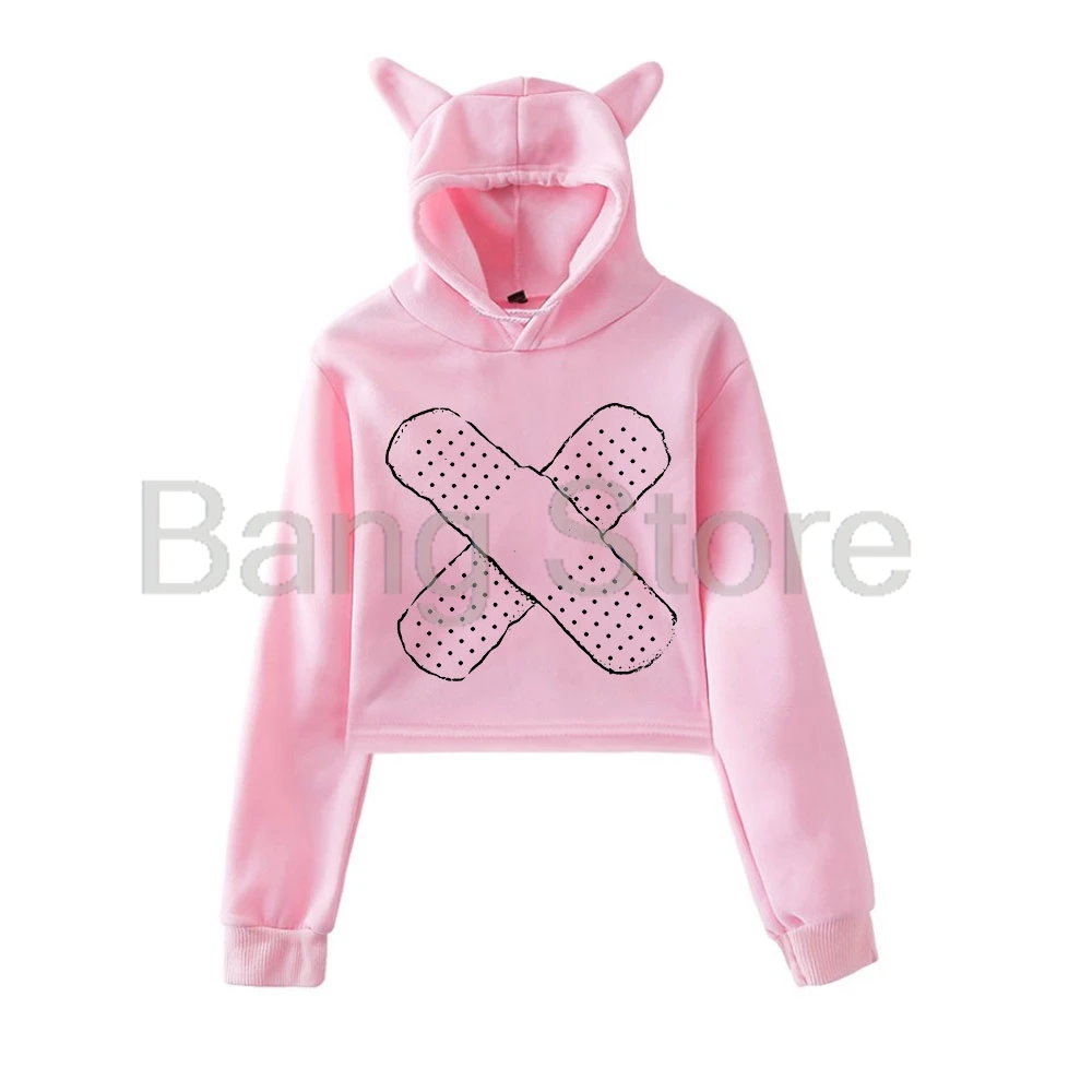 The Kid Laroi The First Time Cat Ear Hoodie Women Long Sleeve Sweatshirts Casual Streetwear Crop Tops